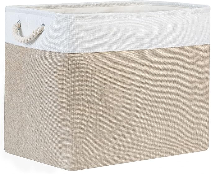 Bidtakay Storage Baskets for Shelves 17x12x15 in Beige Clothes Bins Storage for Closet Set of 2 Large Organization Baskets for Bedroom Blankets Dog Toy Basket Nursery Baby Baskets with Handles-CubbioJoy