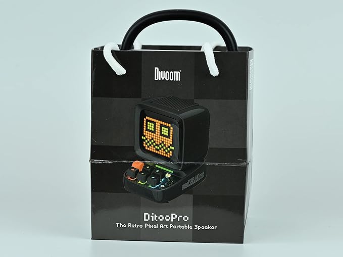 Divoom Ditoo Retro Pixel Art Game Bluetooth Speaker with 16X16 LED App Controlled Front Screen (Black)-CubbioJoy