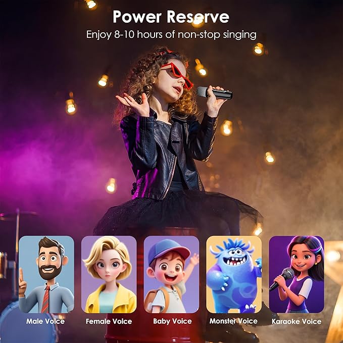 Karaoke Machine,Karaoke Machine with Lyrics Display,Portable Bluetooth 5.3 Karaoke Speaker with Upgraded Dual Speakers for Kids and Adults,with White Noise and Night Light Function (Black)-CubbioJoy