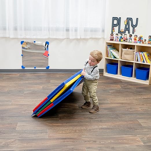 Children's Factory Rainbow Folding Gym Mat, 4' x 6', CF321-145, Toddler and Baby Preschool Activity Floor Mat, Kids Soft Play Equipment for Playroom-CubbioJoy