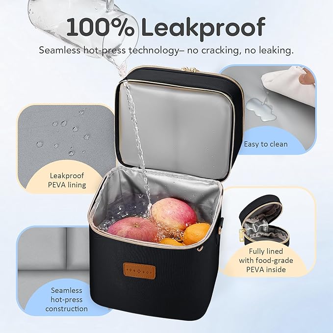 Breastmilk Cooler Bag with Ice Pack & Pacifier Case, Large Double Layer Insulated Baby Bottle Cooler Fits 6 Bottles, Breast Pump Storage Bag for Working Nursing Moms, with Gift Box-CubbioJoy