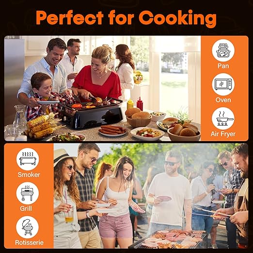 Accurate Smart Wireless Meat Thermometer - 4 Probes, Long Range Bluetooth, Real-time Alerts, Dishwasher Clean, Waterproof, Digital Cooking Thermometer for Grill, BBQ, Oven, Smoker-CubbioJoy