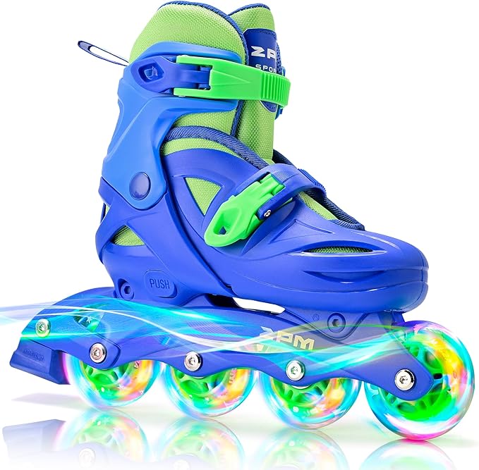 2PM SPORTS Inline Skates with Light Up Wheels, Roller Skates Blades for Boys Girls Kids Ages 5-8 8-12 4-6 6-12, Size Adjustable Beginner Blades Roller Skates-CubbioJoy