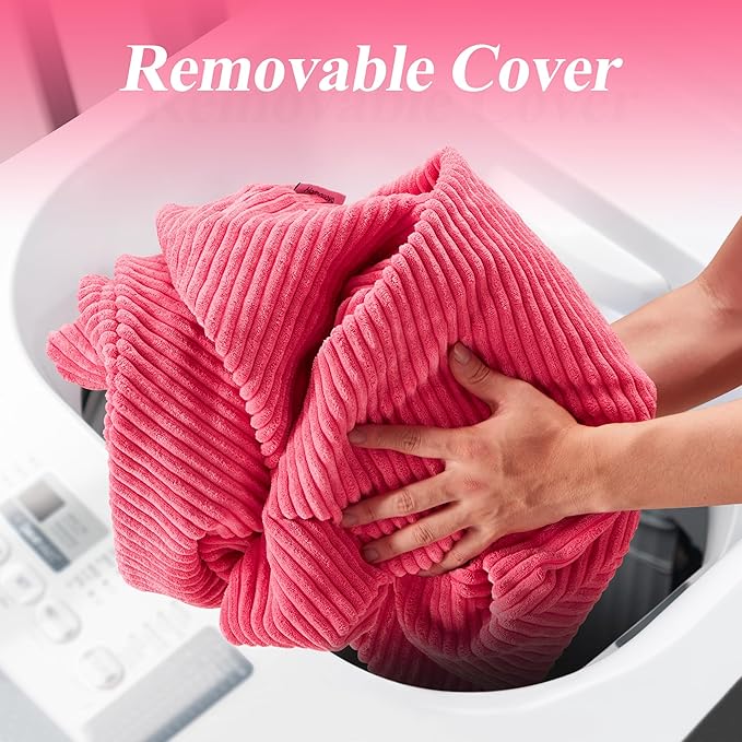 3.5FT Bean Bag Chairs Teardrop Bean Bag Chair for Adults Beanbag Chair with Memory Foam Filled Machine Washable Cover for Living Room, Bedroom (Large,Pink)-CubbioJoy