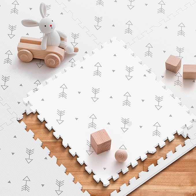 Baby Foam Play Mat-72”x 48” Baby Playmat,6-Piece Interlocking Foam Floor Tiles,Puzzle Mat for Infants and Toddlers,Waterproof Crawling Mat,Non Toxic Play Mat for Baby Tummy Time Mat(Arrow)-CubbioJoy