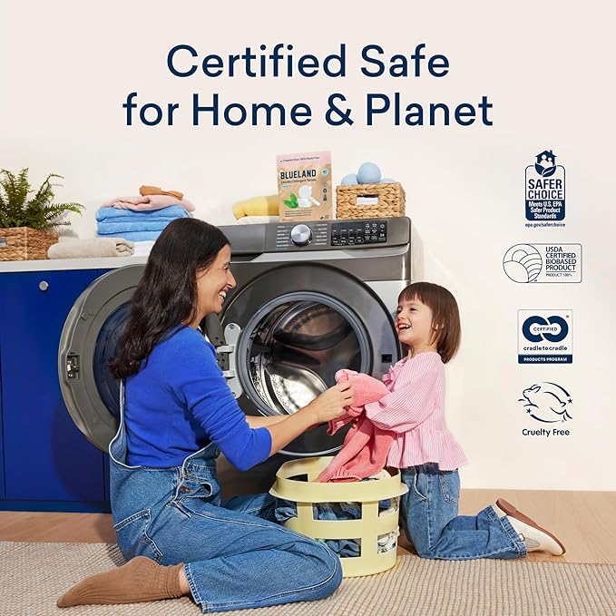 BLUELAND Laundry Essentials Kit, Spring Bloom - Plastic-Free Laundry Detergent Tablets, Oxi Booster, and Reuseable Natural Wool Dryer Balls-CubbioJoy