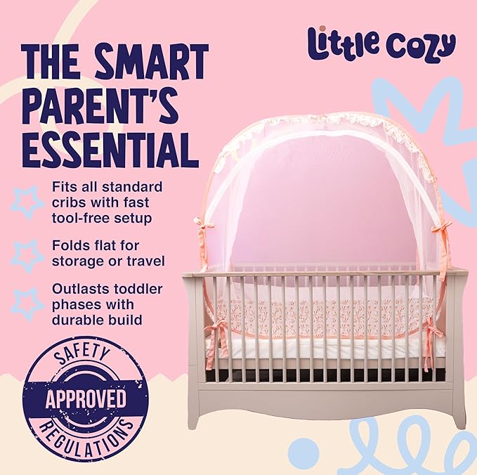 Crib Tent to Keep Baby from Climbing Out – Pop Up Crib Net Canopy with Strong Breathable Mesh, Double Auto-Lock Zippers & Durable Frame – Easy Install Baby Safety Cover for Standard Cribs-CubbioJoy