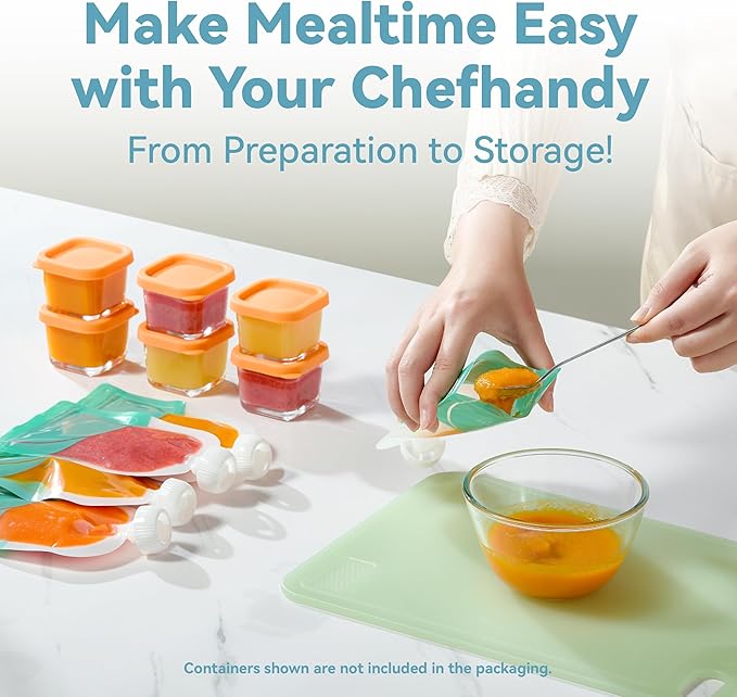 Chefhandy Baby Food Maker, Steamer & Blender, Puree Maker with Auto/Manual Blend, Steam Basket, Bottle Warmer & Sterili-zer, Compact Easy-to-Clean Baby Food Processor (White Blue)-CubbioJoy