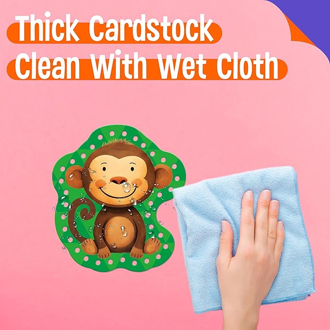 9 PCS Kids Lacing Cards, 9 Double Sided Wild Animals Sewing Cards with 9 Colorful Laces, Educational & Learning Toys for Preschoolers, Kids Ages 3+-CubbioJoy