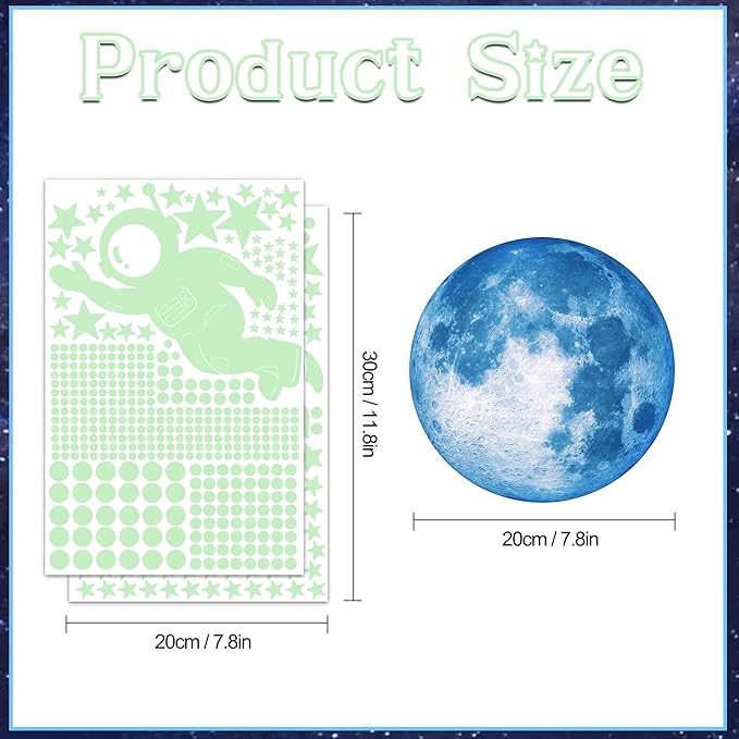 530 Glow in The Dark Stars Ceiling Stars Glow in The Dark Glow Moon and Space Wall Decals Astronaut Universe Galaxy Planet Wall Stickers Glowing Wall Stickers Kid Boys Living Room Decor-CubbioJoy