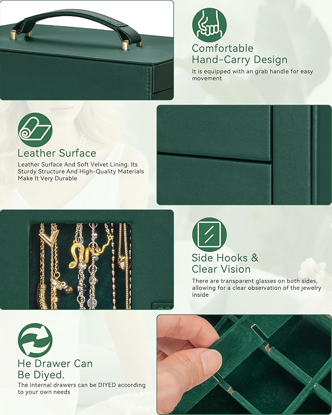 AKOZLIN 360° Rotating Jewelry Box 6-Tier Organizer Functional Jewelry Storage Case for Women Girls Ring Necklace Earring Bracelet Holder with Mirror-CubbioJoy