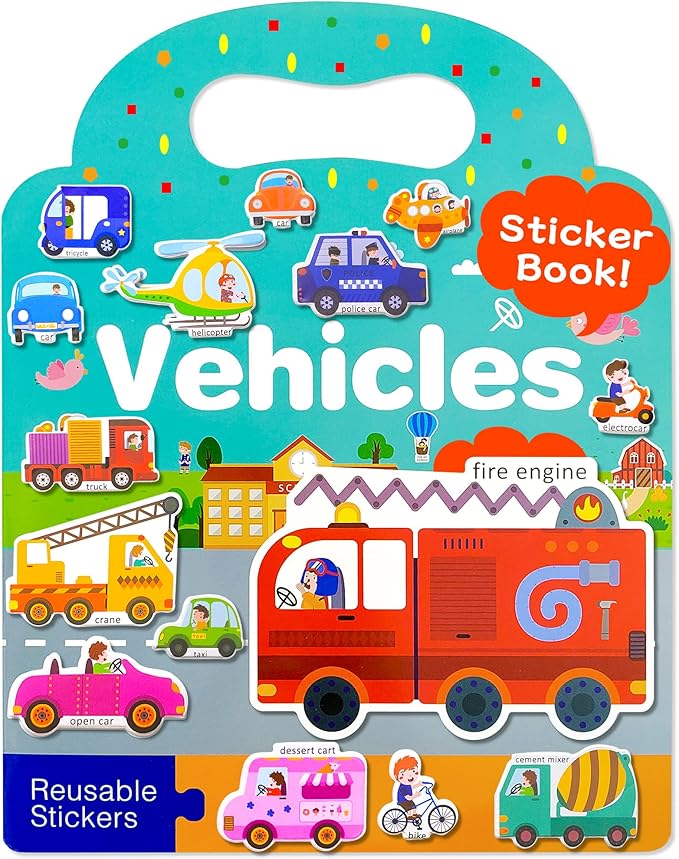 Benresive Reusable Sticker Books for Kids 2-4, Sticker Books for Toddlers 1-3 2-4, Toddler Travel Toys Activities Crafts Gifts - Vehicle-CubbioJoy