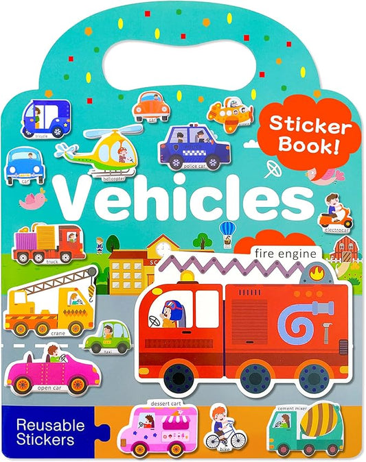 Benresive Reusable Sticker Books for Kids 2-4, Sticker Books for Toddlers 1-3 2-4, Toddler Travel Toys Activities Crafts Gifts - Vehicle-CubbioJoy