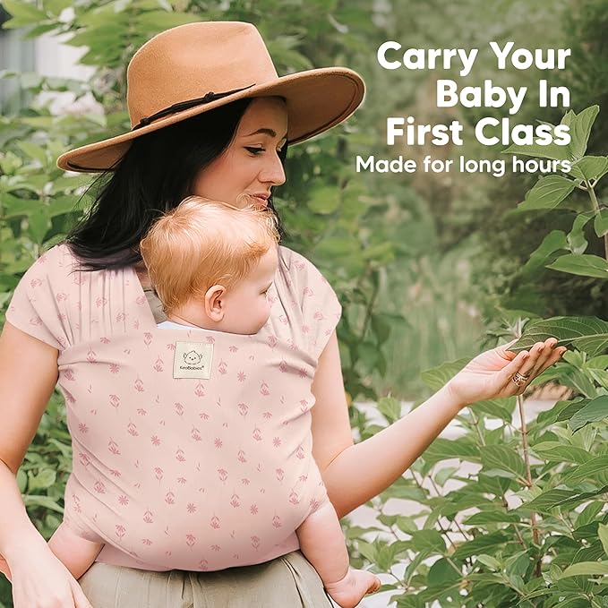 KeaBabies Baby Wrap Carrier - All in 1 Original Baby Carrier Newborn to Toddler Sling, Easy to Wear, Hands Free Bonding, Lightweight, Breathable Infant Wraps (Pink Daisies)-CubbioJoy