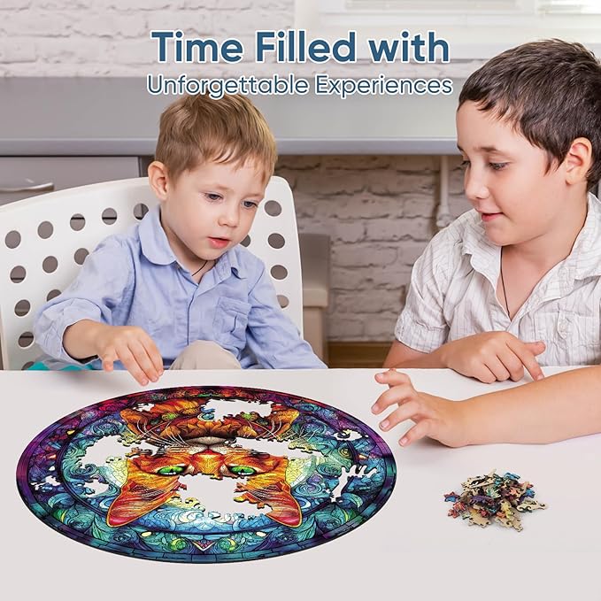 Cool Wooden Puzzle for Adults 500 Piece, Yellow Cat Wooden Jigsaw Puzzles, Beautiful Wooden Puzzle with Box Birthday Gifts for Adults and Kids Family Game(16.5 * 16.5in)-CubbioJoy