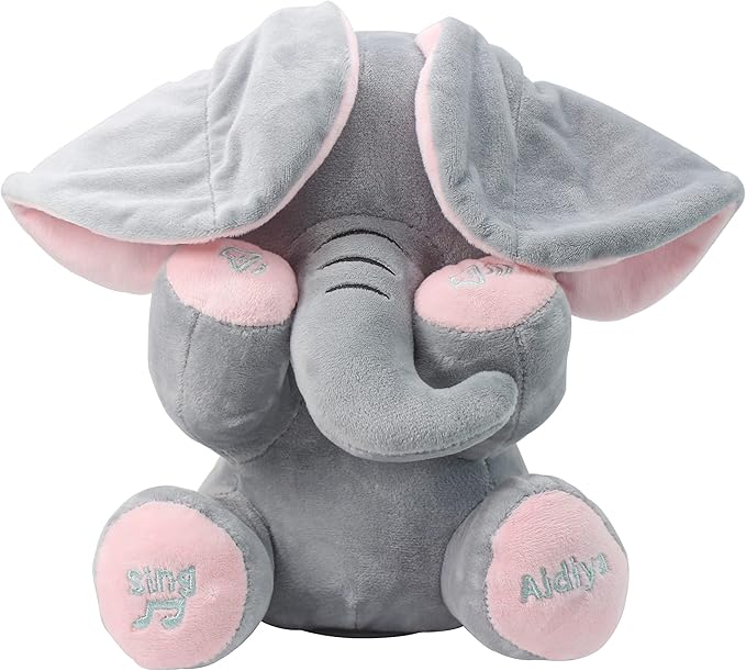 Aidiya Elephant Stuffed Animals Baby Gifts Peluches Ear Interactive Elephant Talking Singing Plush Toys for Girls Boys Gift Adjustable Volume 11.8" Set (Pink)-CubbioJoy