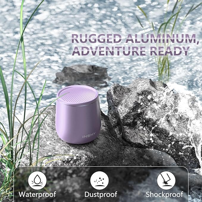 INSMY C17-MAX, Waterproof Small Bluetooth Speaker, Rich Audio, Pairing, Portable, Handheld, Purple-CubbioJoy