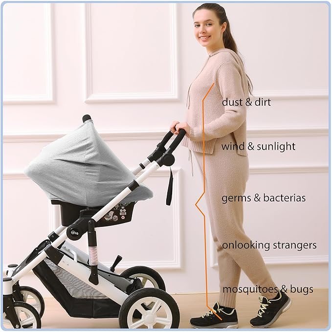 Car Seat Covers Baby - Multi-use Cover Carseat Canopy, Breathable Breastfeeding Cover, Car Seat Covers for Bbies, Boys & Girls Shower Gifts (Knit Grey)-CubbioJoy