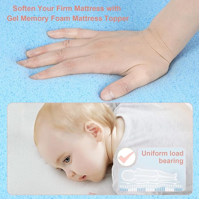 Bassinet Mattress Topper, Gel Memory Foam Mattress with Removable Cover Fit for Baby Delight Beside Me Dreamer Bassinet (32.5" x 20"), Waterproof Breathable Soft Bassinet Mattress-CubbioJoy