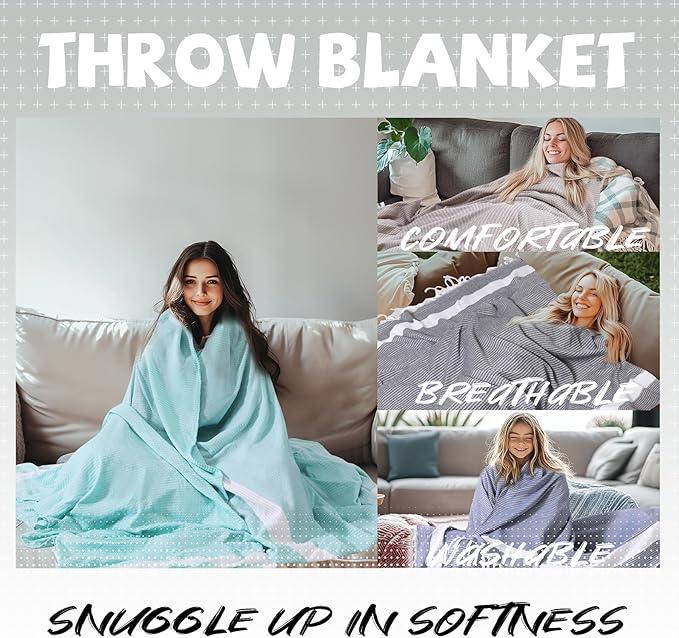 Breathable Bedspread Woven Blanket Cooling Queen Full Size Quilt Thin Comforter Boho Bed Bedroom Thing Girl Aesthetic Preppy Stuff Cute Accessories Girly Room Aesthetic College Student Dorm Decor Pink-CubbioJoy