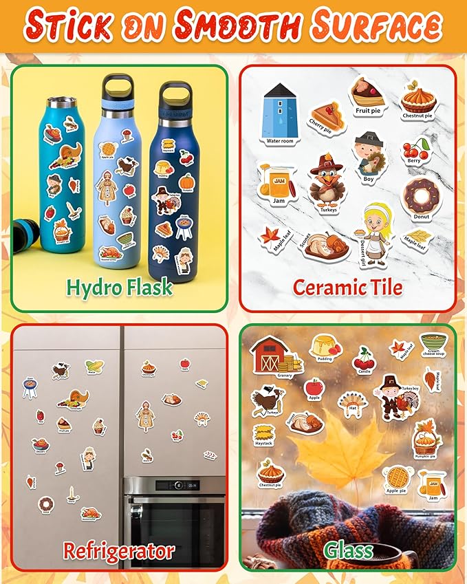 Benresive Reusable Sticker Books for Kids 2-4, Sticker Books for Toddlers 1-3 2-4, Toddler Travel Toys Activities Crafts Gifts - Thanksgiving-CubbioJoy
