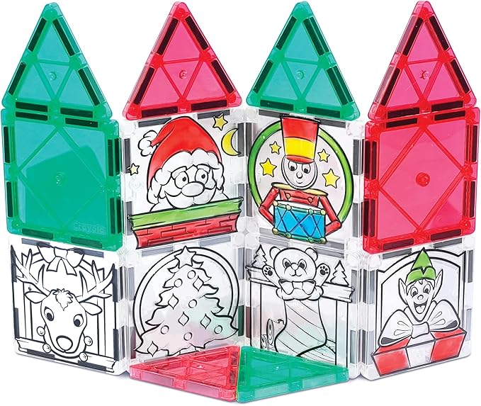CreateOn Crayola PaintOn Holiday Magnetic Tiles, Magnetic Kids’ Building Toys, STEM Learning Travel Toys for Boys and Girls, 18-Piece Set-CubbioJoy