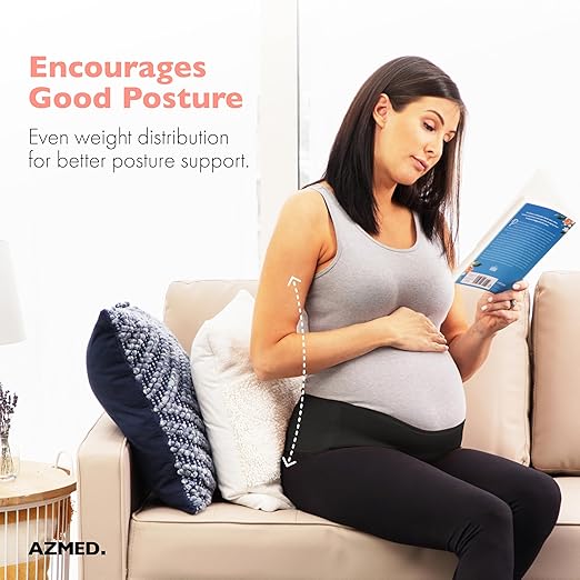 AZMED Maternity Belt Back Support - Adjustable Abdominal Binder for Pregnancy - Belly Band for Pelvic, Waist & Lower Back Comfort - Fits Up to 46 Inches - Black-CubbioJoy