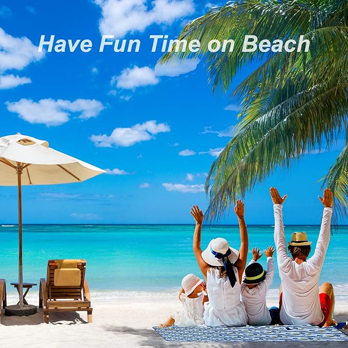 Beach Blanket Picnic Blanket Outdoor Mat Extra Large Waterproof Sand Proof Camping Blanket Lightweight Folding Portable Travel Blanket for Family Park Beach Grass, 79"x57"-CubbioJoy