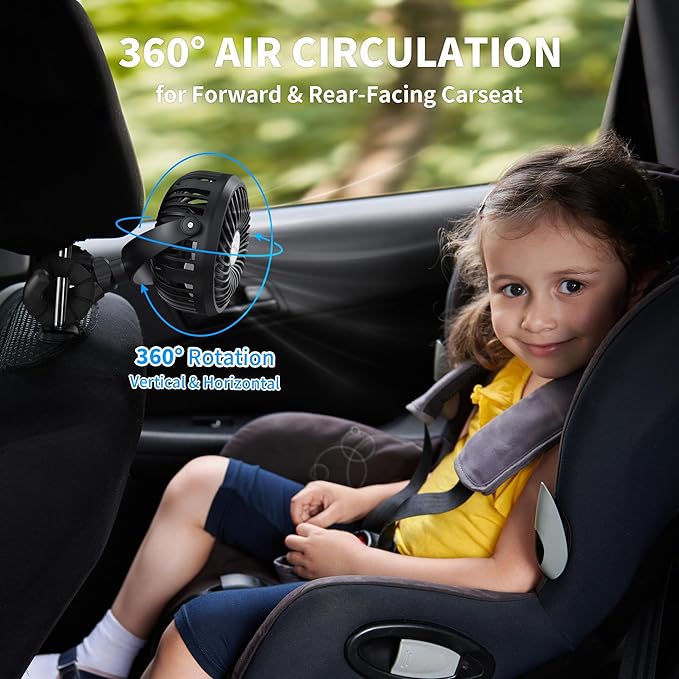 AMACOOL Battery Operated Stroller Fan Flexible Tripod Clip On Fan with 3 Speeds and Rotatable Handheld Personal Fans for Car Seat Crib Bike Treadmill (Black)-CubbioJoy