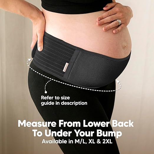 KeaBabies Maternity Belly Bands for Pregnant Women - Soft & Breathable Pregnancy Belly Support Band, Adjustable Maternity Belt for Back, Pelvic Support, Comfortable, Easy to Use (Midnight Black, 2XL)-CubbioJoy