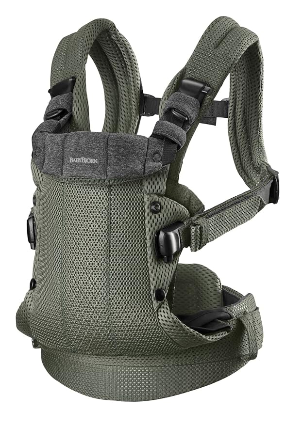 BabyBjörn Baby Carrier Harmony, Dark Green, 3D Mesh | 3-in-1 Ergonomic Baby Carrier; Newborn, Facing-in, Outward-Facing, and Back Carrying Positions Supported (7-40 lbs), Newborn to Toddler-CubbioJoy