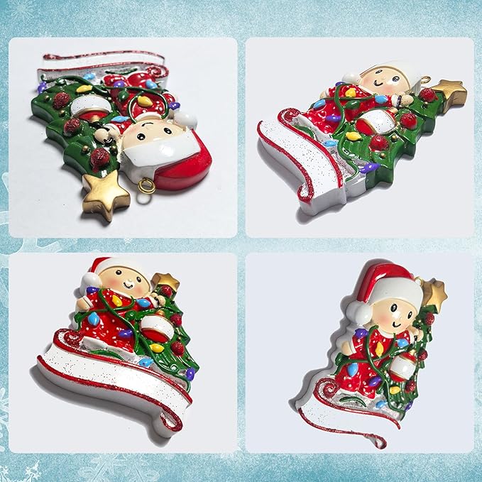 Baby's First Christmas Ornament 2025 Personalized Christmas Ornaments with Name Snow Baby in Stocking with Snowflake Custom Tree Ornament Decorations Ornaments,Blue-CubbioJoy