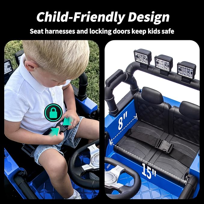 12V Kids Ride on Car Truck, Kids Electric Vehicles Car Ride on Toy for Toddlers with Remote Control - Blue-CubbioJoy