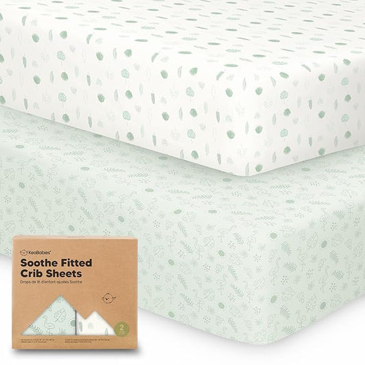 KeaBabies 2-Pack Organic Crib Sheets for Boys, Girls - 52x28 Fitted Crib Mattress Sheet Neutral, Breathable Jersey Cotton Cover for Baby Bed, Toddler Mattress, Soft & Cute Prints (Tropic Oasis)-CubbioJoy