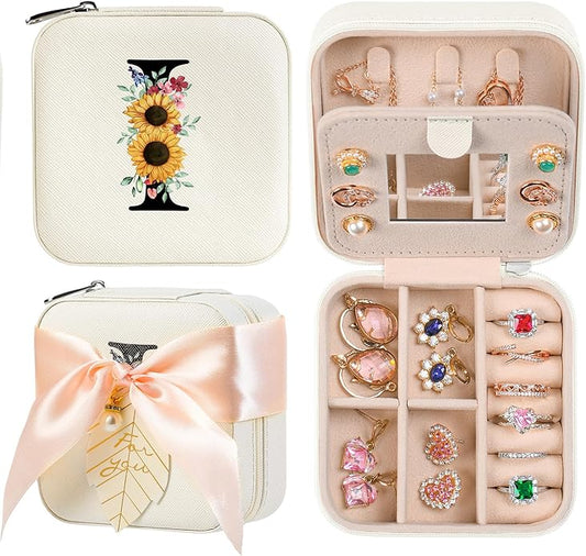 AYGXU Travel Jewelry Box for Women and Girls - Small Case With Initial A-Z - Teacher Gifts-CubbioJoy