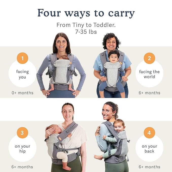 Beco Gemini Baby Carrier from Newborn to Toddler - Certified Ergonomic Newborn Baby Carrier for Infants and Children of 7-35 lbs - M Shape, Adjustable Seat, Breathable 3D Mesh (Cool Grey Geometric)-CubbioJoy