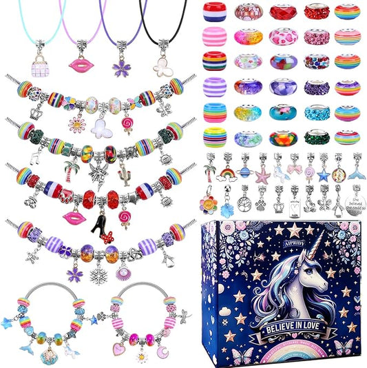 AIPRIDY Charm Bracelet Making Kit,Unicorn Mermaid Crafts Gifts Set Can Inspires Imagination and Creativity,Jewelry Making Kit Perfect Gifts for Girls 5-12 Years Old (125 Pieces)-CubbioJoy