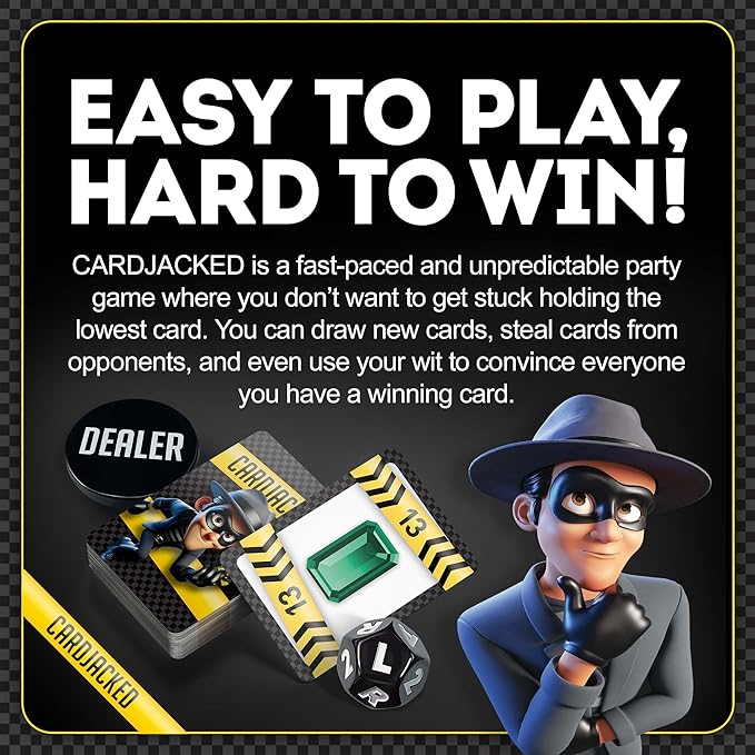 CARDJACKED Party Game – 4-10 Players, Ages 8+, 20+ Minutes – Family-Friendly Strategy for Kids, Teens & Adults for Game Night-CubbioJoy