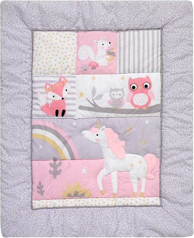 Bedtime Originals Rainbow Unicorn Pink/Purple 4-Piece Baby Crib Bedding Set-CubbioJoy