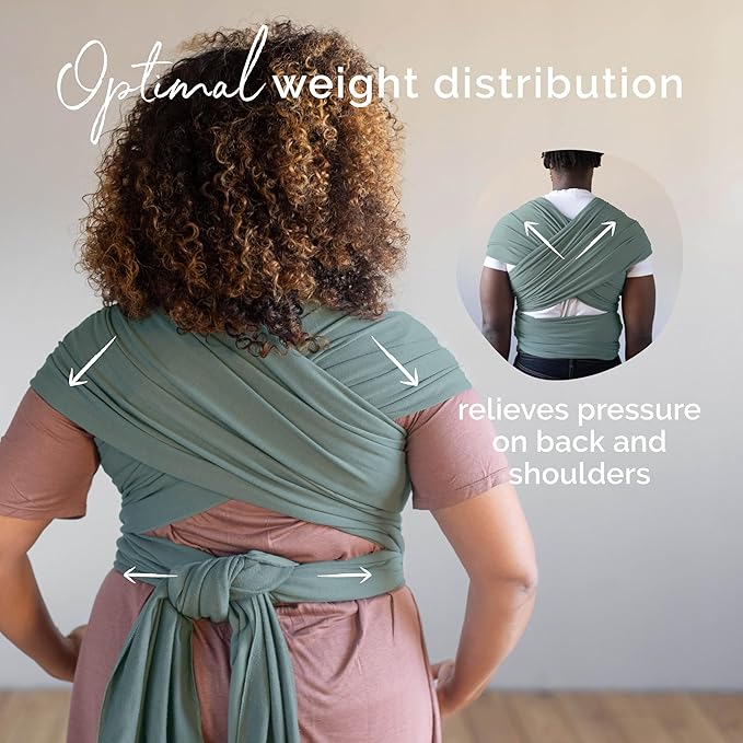 Boba Baby Wrap Carrier – Original Baby Sling Carrier for Newborns (7–35 lbs), Soft, Secure, Hands-Free & Ergonomic, Ideal for Comfortable Bonding, New Parents (Sage Green)-CubbioJoy