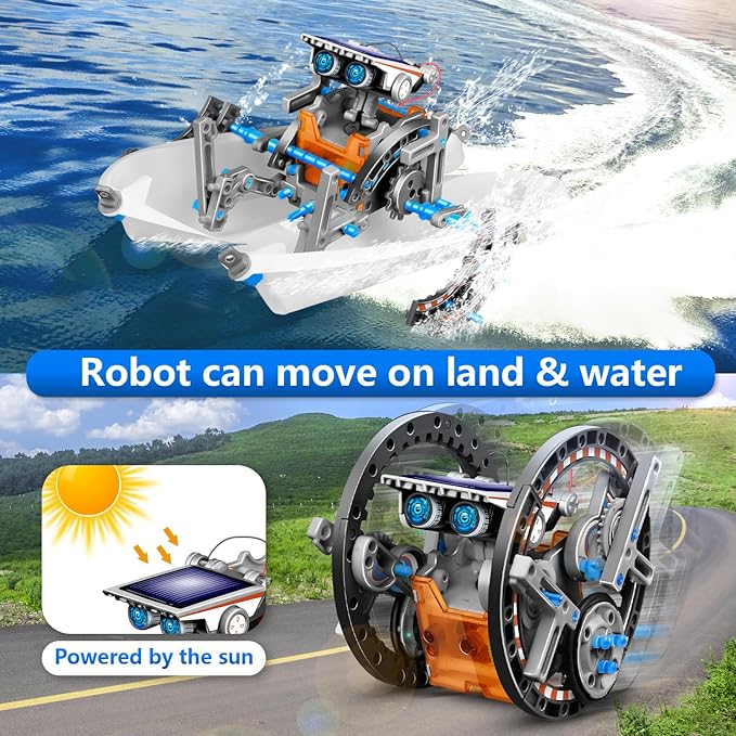 13-in-1 Solar Robot Toys for Ages 8 9 10 11 12 Year Old Boys Girls, STEM Science Kits for Kids Age 8-12, Building Experiments Robotics Kit STEM Projects for Kid Christmas Birthday Gifts (Gray)-CubbioJoy