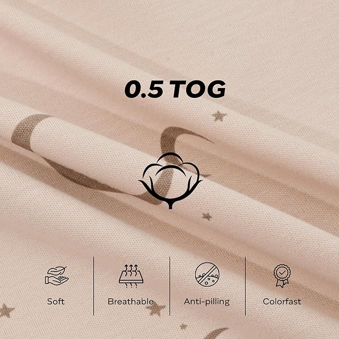 JELLYMONI Baby Sleep Sack 0-6 Months, 100% Cotton 3 Pack 0.5 TOG Baby Wearable Blanket Infant Sleep Sack with 2-Way Zipper Newborn Sleep Sacks-CubbioJoy