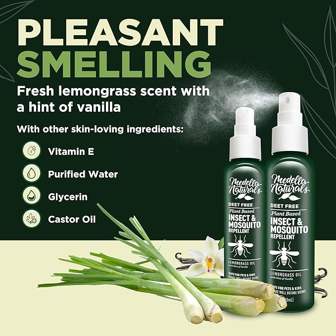 Insect & Mosquito Repellent, DEET-Free Naturally Derived Formula, Kid and Pet Friendly, Made in The USA, 4 Ounce Spray Bottle-CubbioJoy