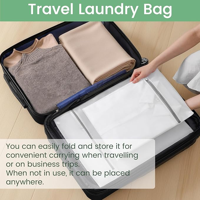 4Pcs Laundry Bags Mesh Wash Bags, 20 X 24 Inches Large Mesh Laundry Bags, Durable Delicate Laundry Bag for Travel, College, Dorm, Family And Apartment Dwellers, White-CubbioJoy