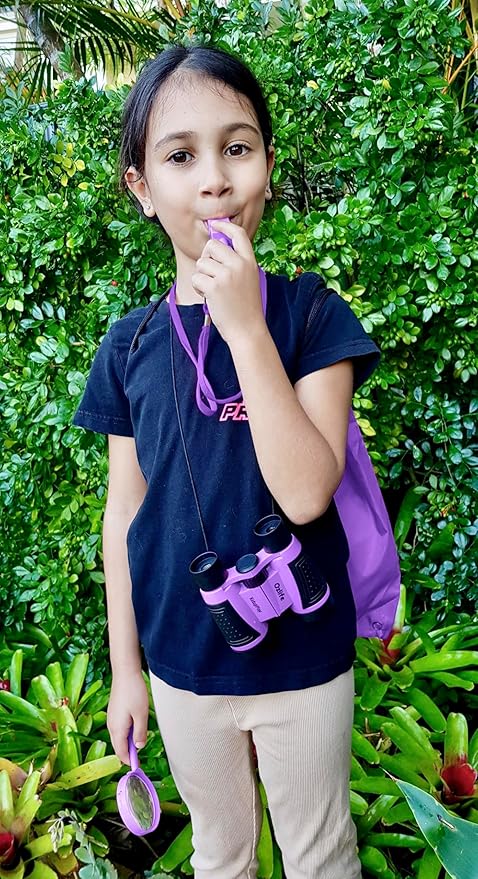 Adventure Kidz - Outdoor Exploration Kit, Children’s Toy Binoculars with Case, Flashlight, Compass, Fox Whistle, Magnifying Glass, Backpack. Great Kids Set for Camping, Hiking, STEM, Pretend Play.-CubbioJoy