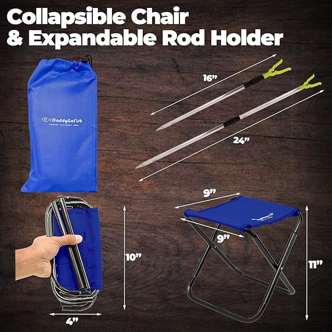 DaddyGoFish Kids Fishing Pole - Rod Reel Combo Tackle Box Starter Set - First Year Small Gear Kit for Boys Girls Toddler Youth Age Beginner Little Children-CubbioJoy