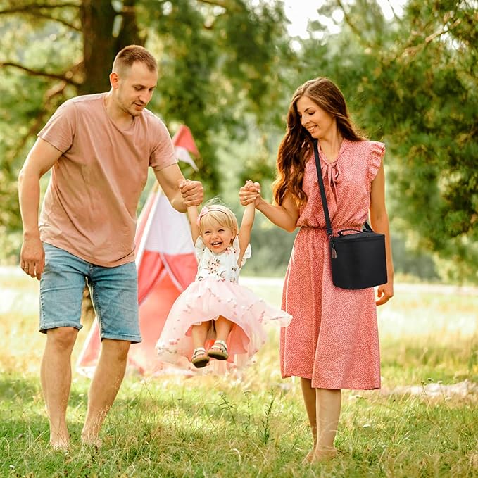 Accmor Breastmilk Cooler Bag with Ice Pack, Baby Bottle Cooler Bags, Insulated Bottle Cooler Tote Bags On The Go, Fits 6 Large 9oz Bottles, for Nursing Mom Daycare Travel, Black-CubbioJoy