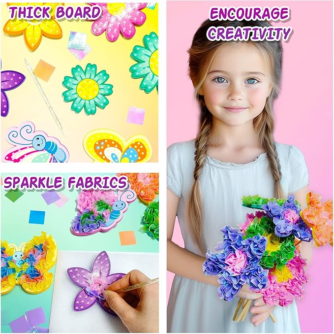 AGENTLAN Art & Craft Activity, Poke Fun Flower Bouquet Craft Kit, Fun & Easy Art Kits for Kids, DIY Garden Kids Activities, Gifts for Girls and Boys 3 4 5 6 7 8 9-CubbioJoy