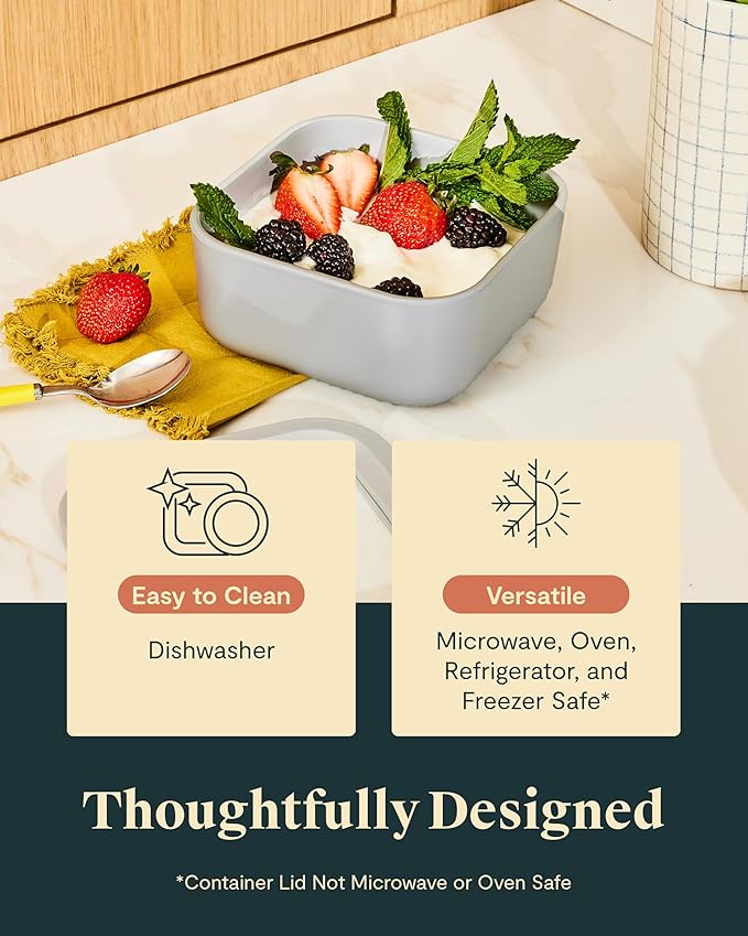 Caraway Glass Food Storage - 10 Cup Glass Container with Ceramic Coated Non-Stick Lids - Easy to Store, Non-Toxic, Dishwasher, Oven, & Microwave Safe-CubbioJoy