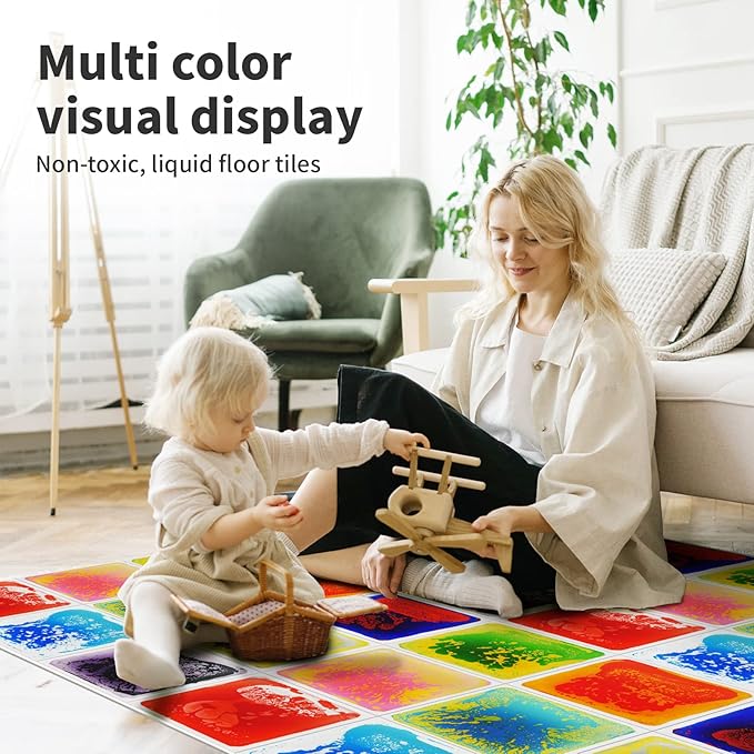 Art3d Liquid Fusion Activity Play Mat for Kids, Pack of 9 Tiles 12" X 12", Multi-Color-CubbioJoy